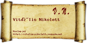 Vitális Nikolett névjegykártya